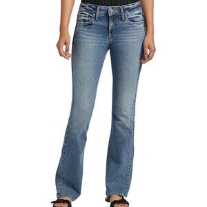 NWT Silver Jeans Suki Curvy Fit Mid Rise Bootcut In Indigo 35 Inch